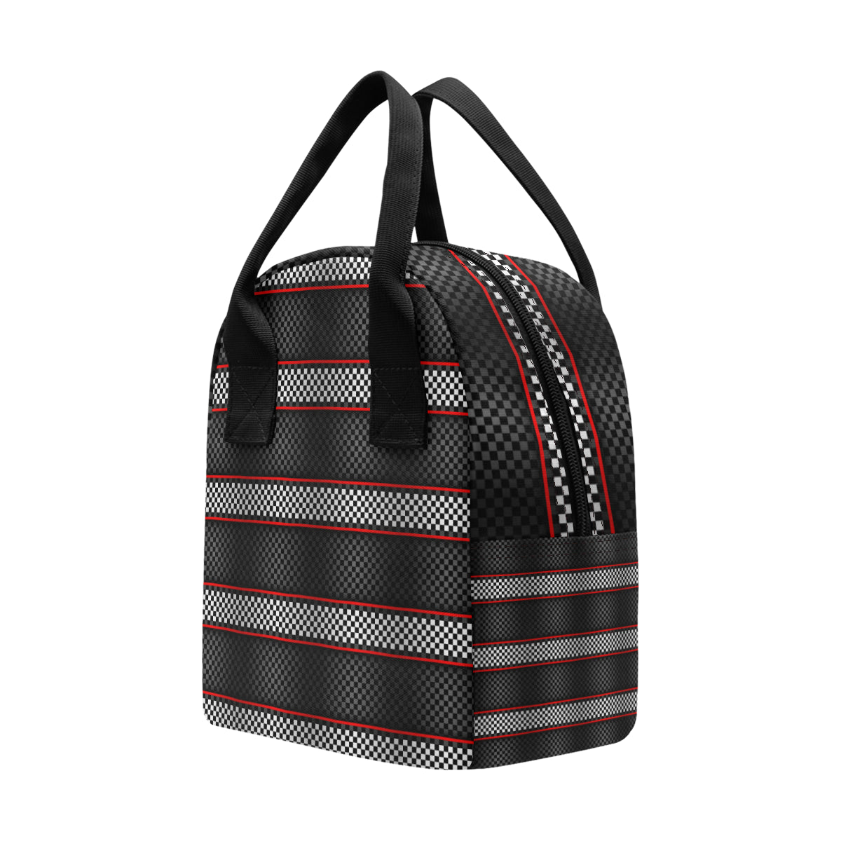 Checkered Flag Red Line Style Insulated Lunch Bag