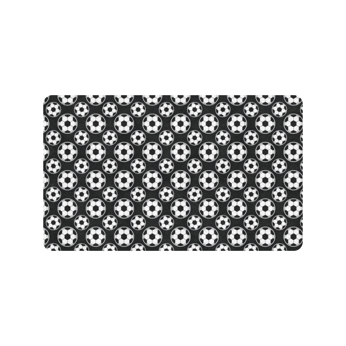 Soccer Ball Black Print Pattern Rubber Doormat