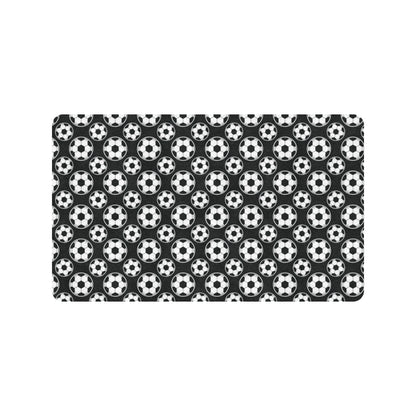 Soccer Ball Black Print Pattern Rubber Doormat