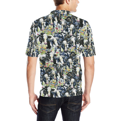 Cow Watercolor Print Pattern Men Polo Shirt