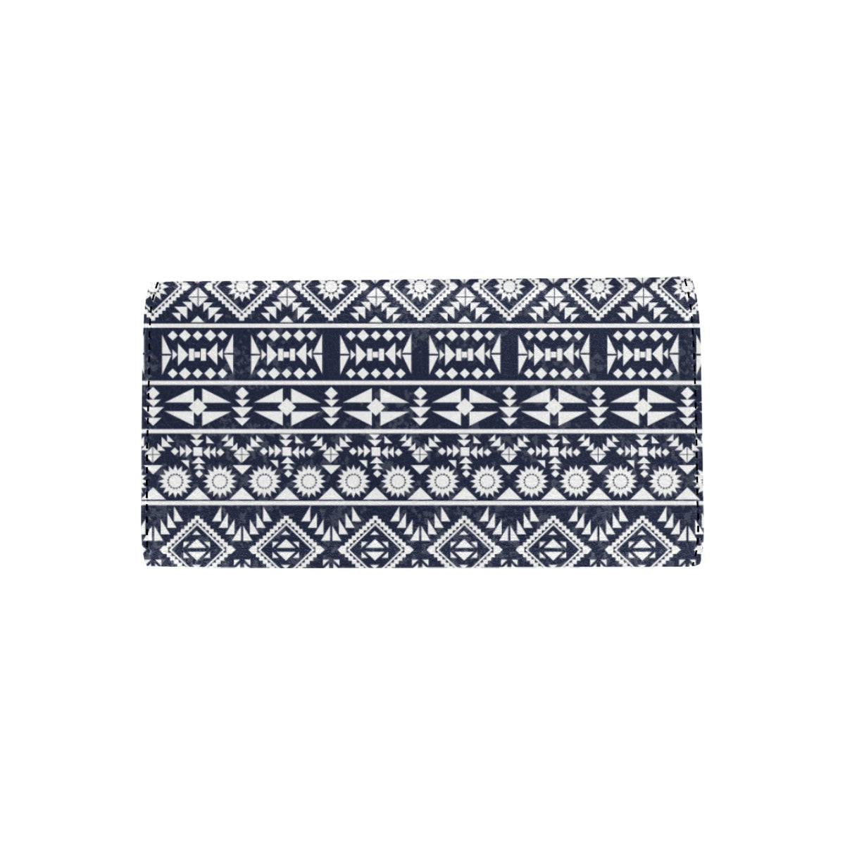 Blue White Tribal Aztec Women's Trifold Wallet