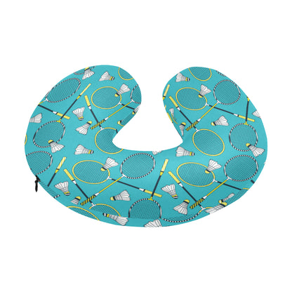 Badminton Pattern Print Design 06 U-Shaped Travel Neck Pillow