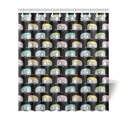 Camper Pattern Camping Themed No 2 Print Shower Curtain