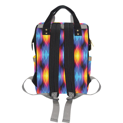 Flame Fire Blue Design Print Diaper Bag Backpack