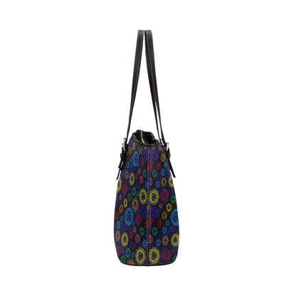 Chakra Colorful Print Pattern Leather Tote Bag