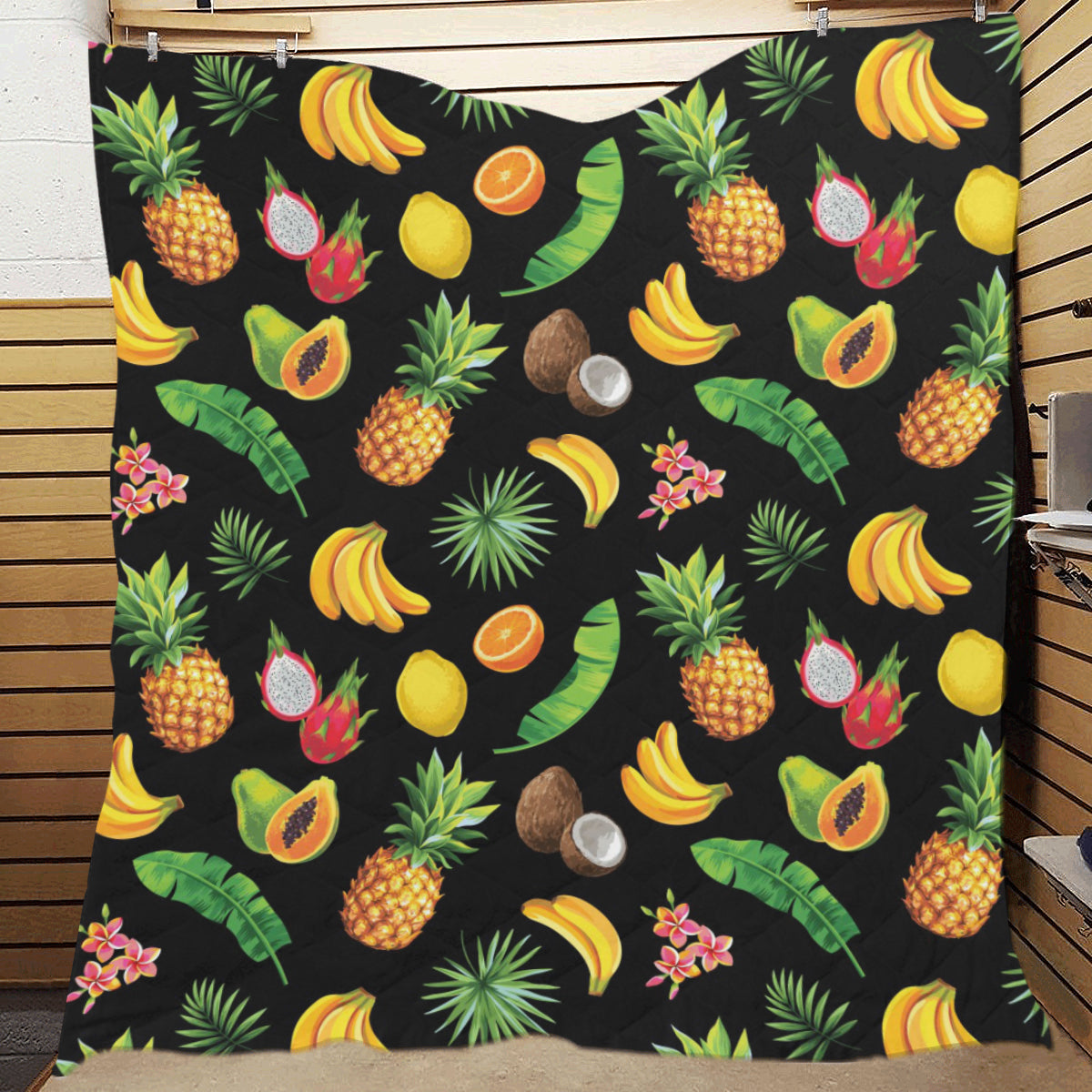 Tropical Fruits Pattern Print Design TF03 Premium Quilt