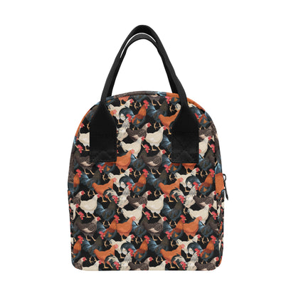 Chicken Print Pattern Insulated Lunch Bag