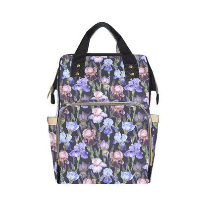 Iris Pattern Print Design IR04 Diaper Bag Backpack