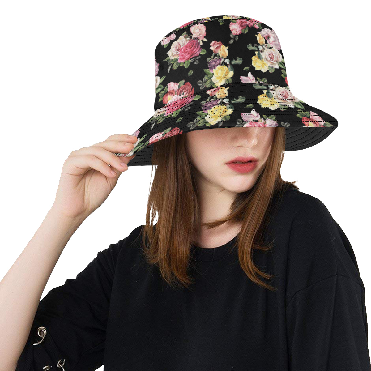 Rose Pattern Print Design RO010 Unisex Bucket Hat