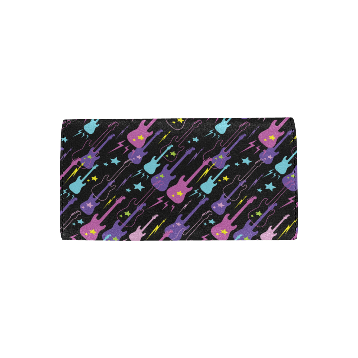 Electric Guitar Pattern Print Design 02 Women's Trifold Wallet