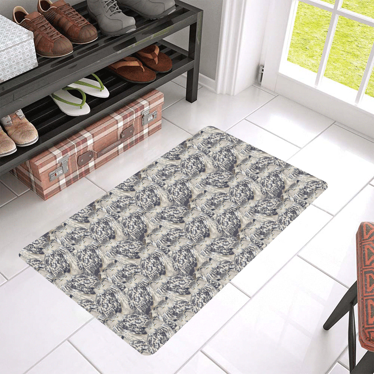 Owl Realistic Themed Design Print Rubber Doormat