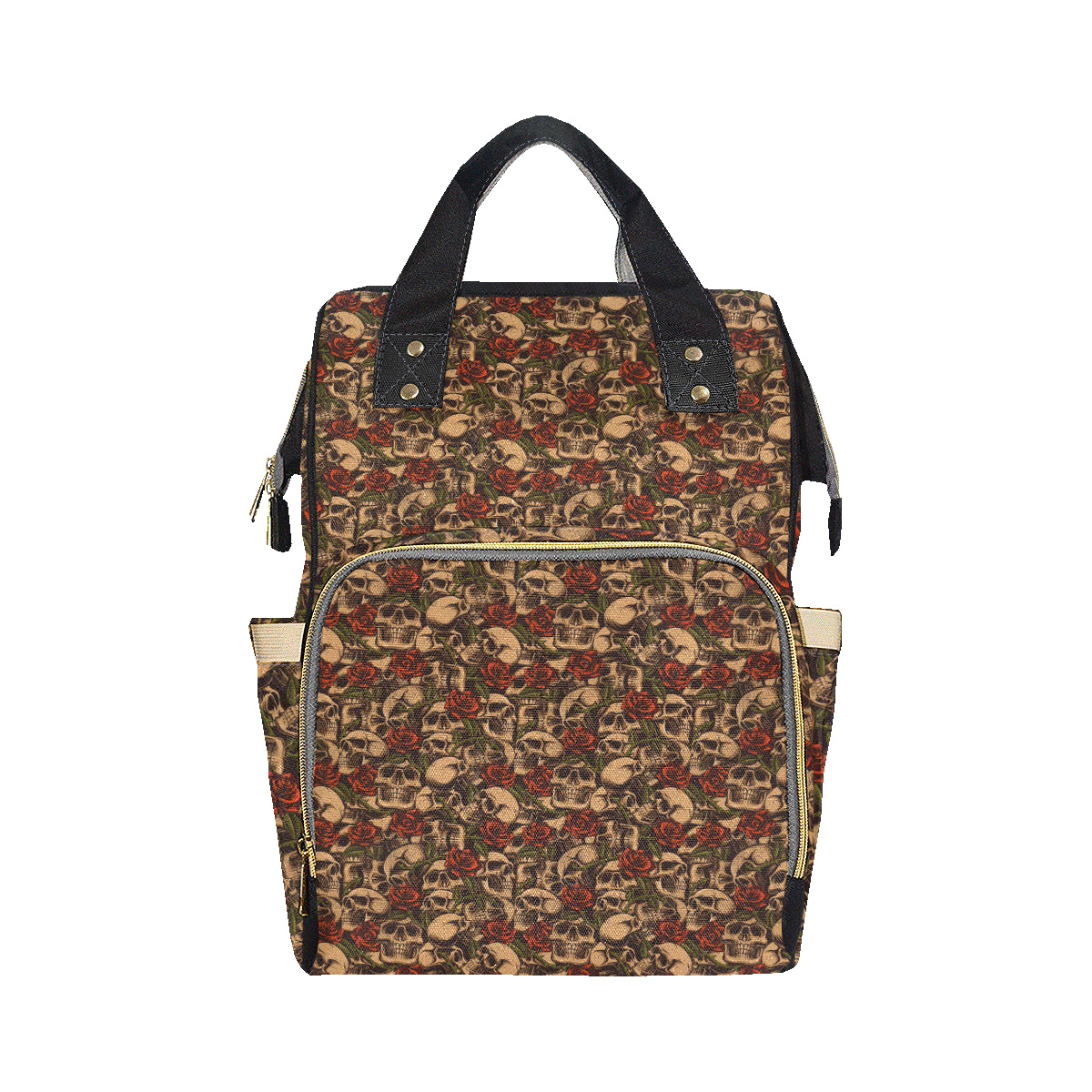 Skull Roses Vintage Design Themed Print Diaper Bag Backpack