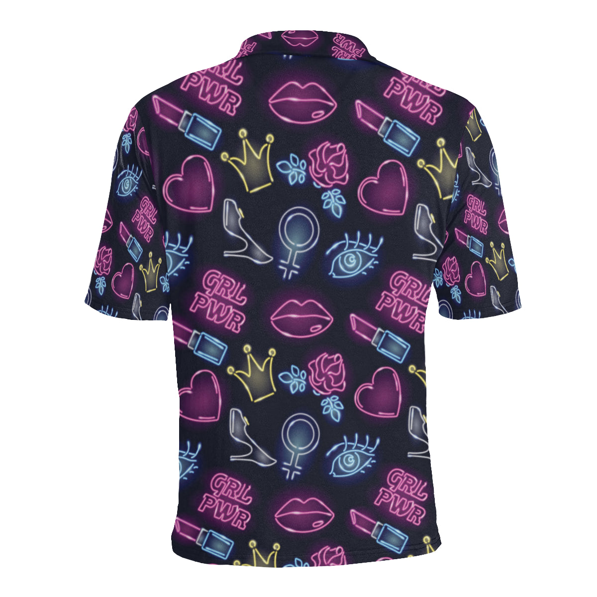 Lipstick Neon Pattern Print Design 02 Men Polo Shirt