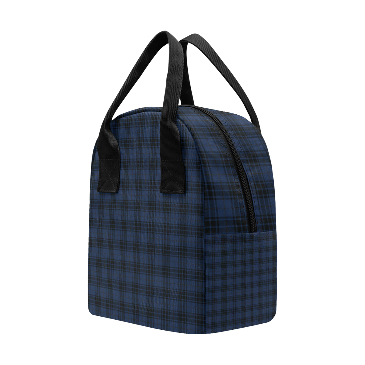 Navy Blue Tartan Plaid Pattern Insulated Lunch Bag