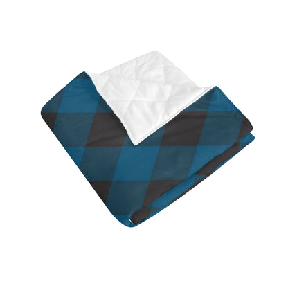 Plaid Blue Pattern Print Design A04 Premium Quilt