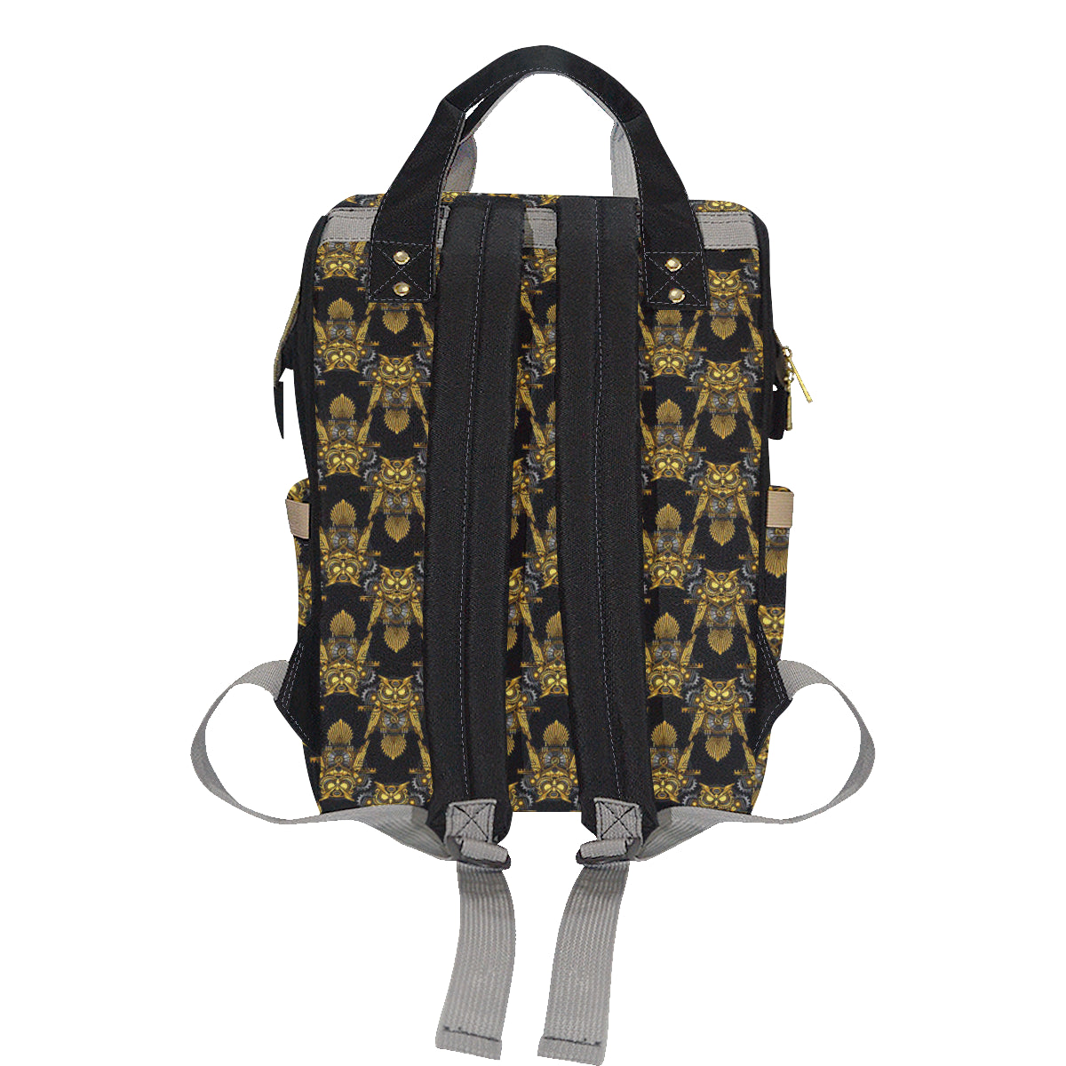 Steampunk Gold Owl Design Themed Print Diaper Bag Backpack