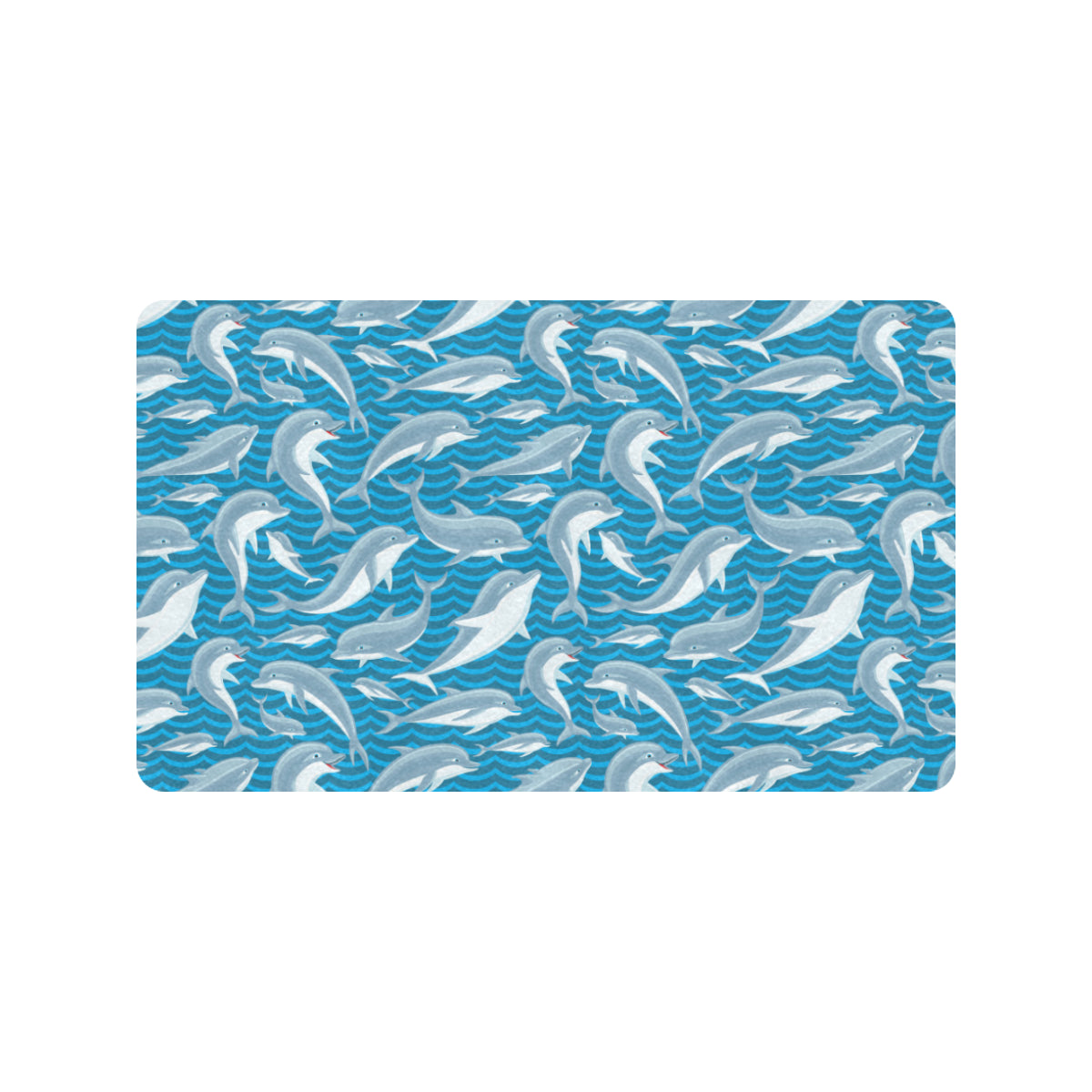 Dolphin Cute Print Pattern Rubber Doormat