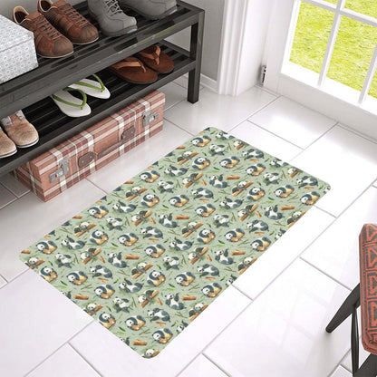 Panda Bear Design Bamboo Print Rubber Doormat