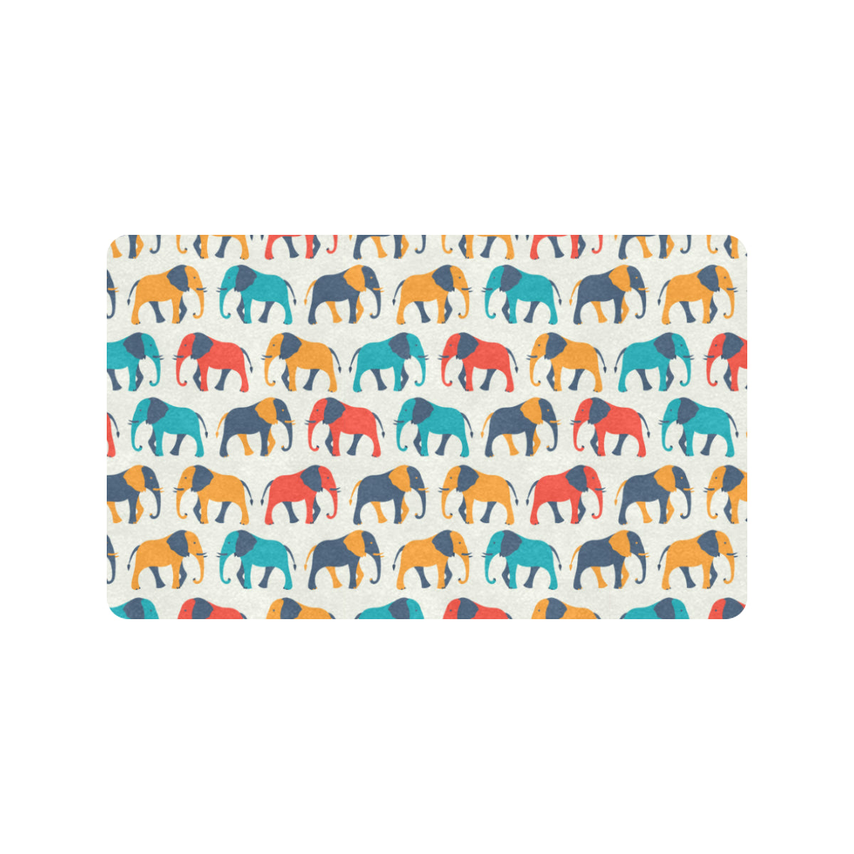Elephant Colorful Print Pattern Rubber Doormat
