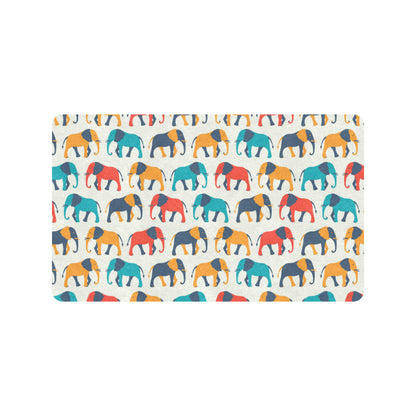 Elephant Colorful Print Pattern Rubber Doormat