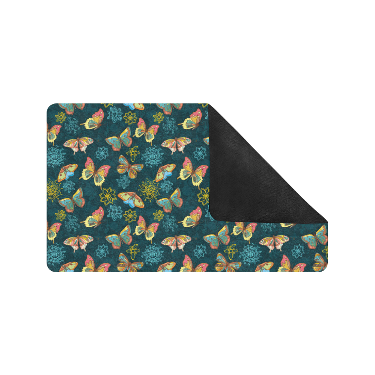 Butterfly Hand Draw Print Pattern Rubber Doormat