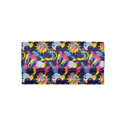 Bowling Pattern Print Design 02 Women's Trifold Wallet