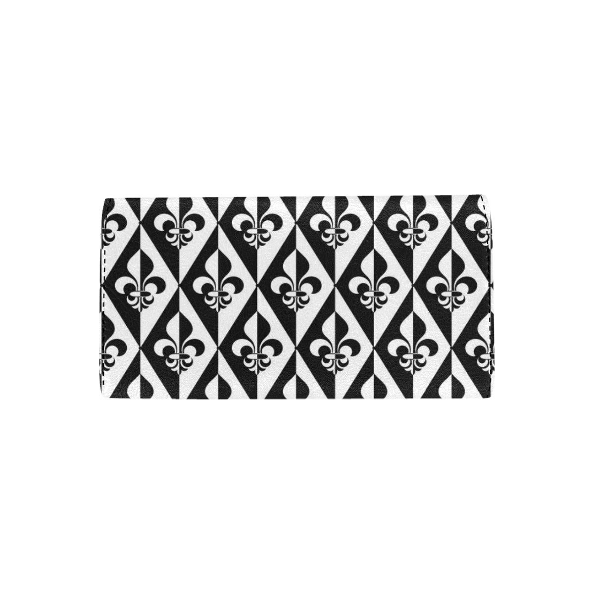 Fleur De Lis Black White Pattern Print Design 02 Women's Trifold Wallet