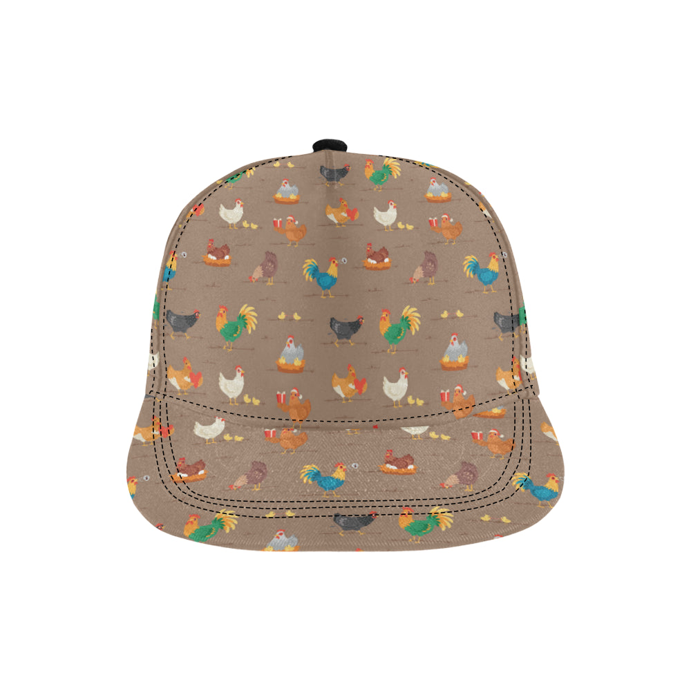 Chicken Happy Print Pattern Snapback Cap