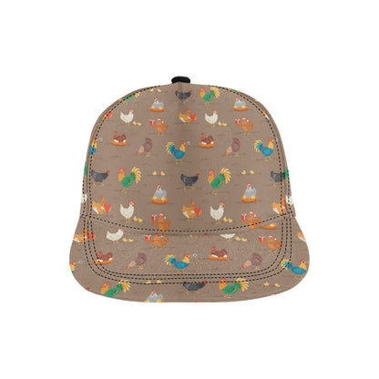 Chicken Happy Print Pattern Snapback Cap