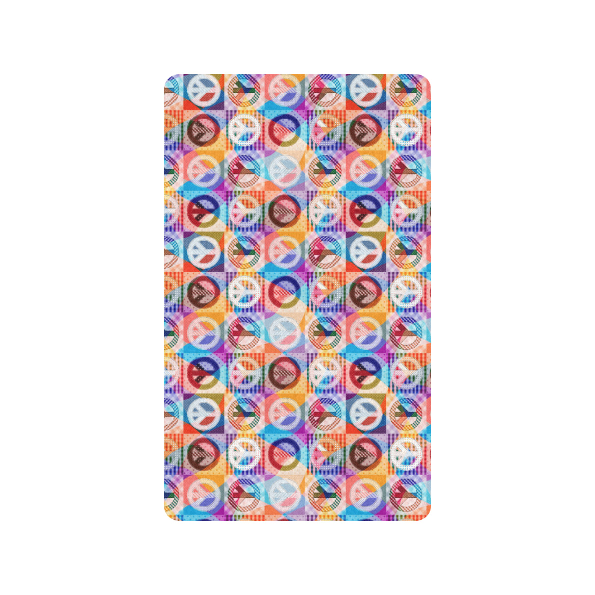 Peace Sign Patchwork Design Print Rubber Doormat