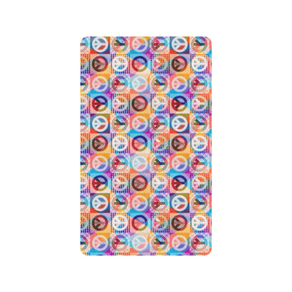 Peace Sign Patchwork Design Print Rubber Doormat
