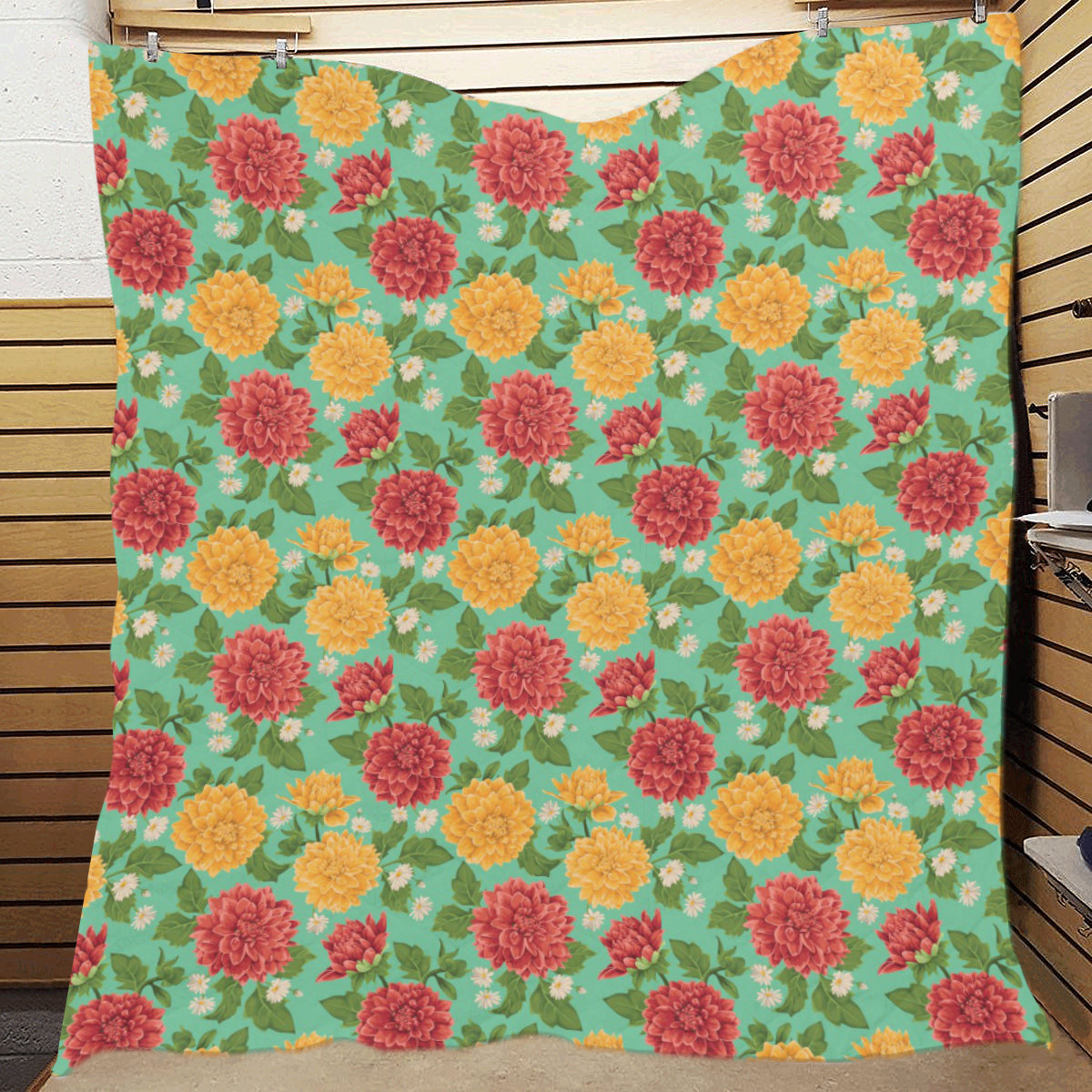 Dahlia Pattern Print Design DH011 Premium Quilt