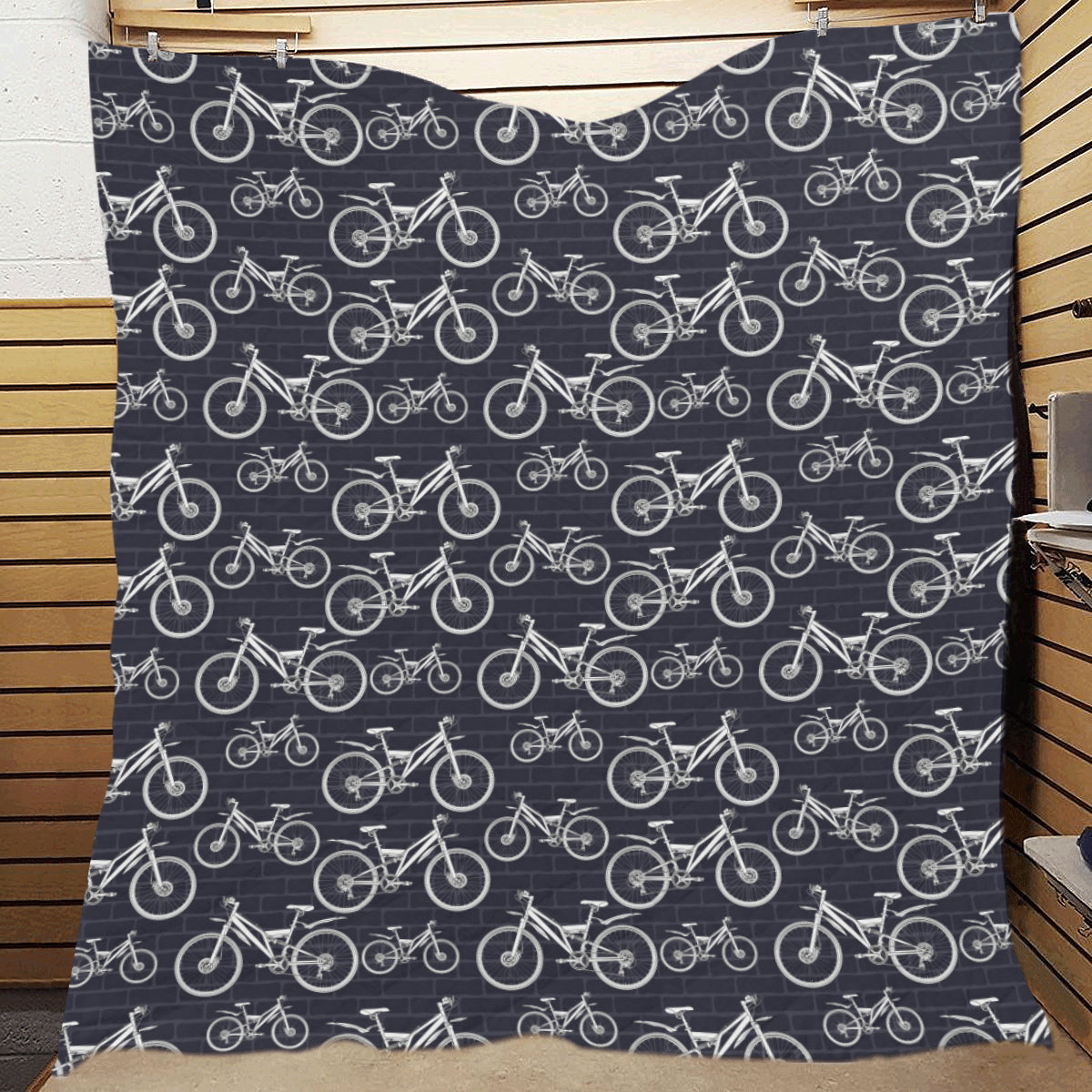 Mountain bike Pattern Print Design 02 Premium Quilt