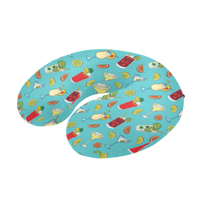 Cocktail Pattern Print Design 05 U-Shaped Travel Neck Pillow