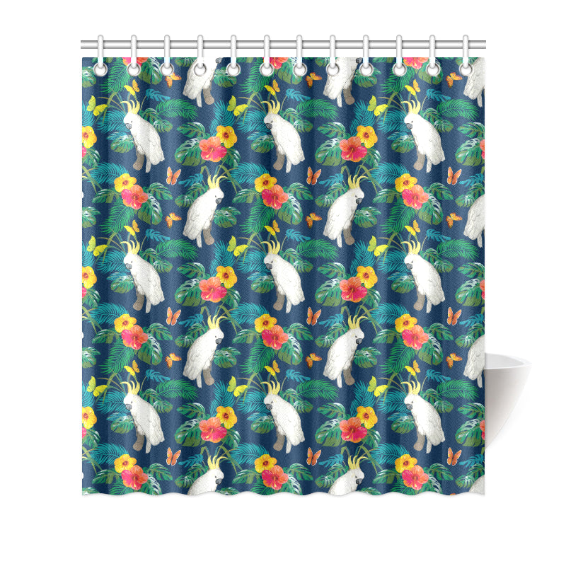 Cockatoo Tropical Pattern Print Design 02 Shower Curtain