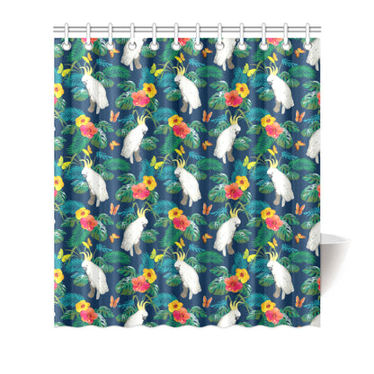 Cockatoo Tropical Pattern Print Design 02 Shower Curtain