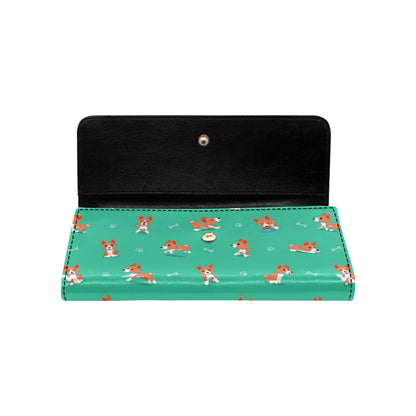 Basenji Pattern Print Design 02 Women's Trifold Wallet