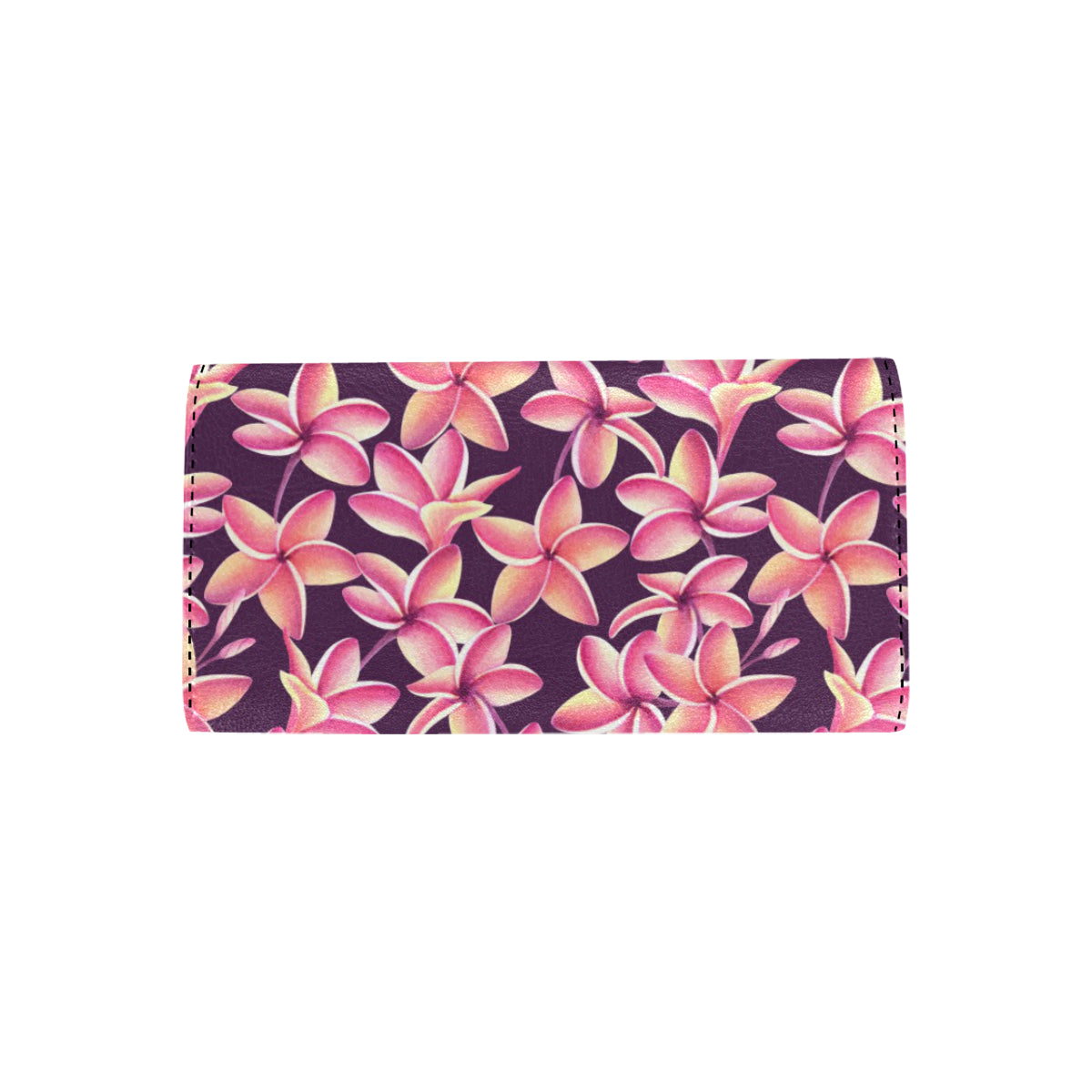 Purple Plumeria Pattern Print Design PM010 Women's Trifold Wallet