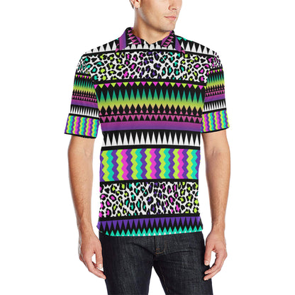 Animal Skin Aztec Rainbow Men Polo Shirt