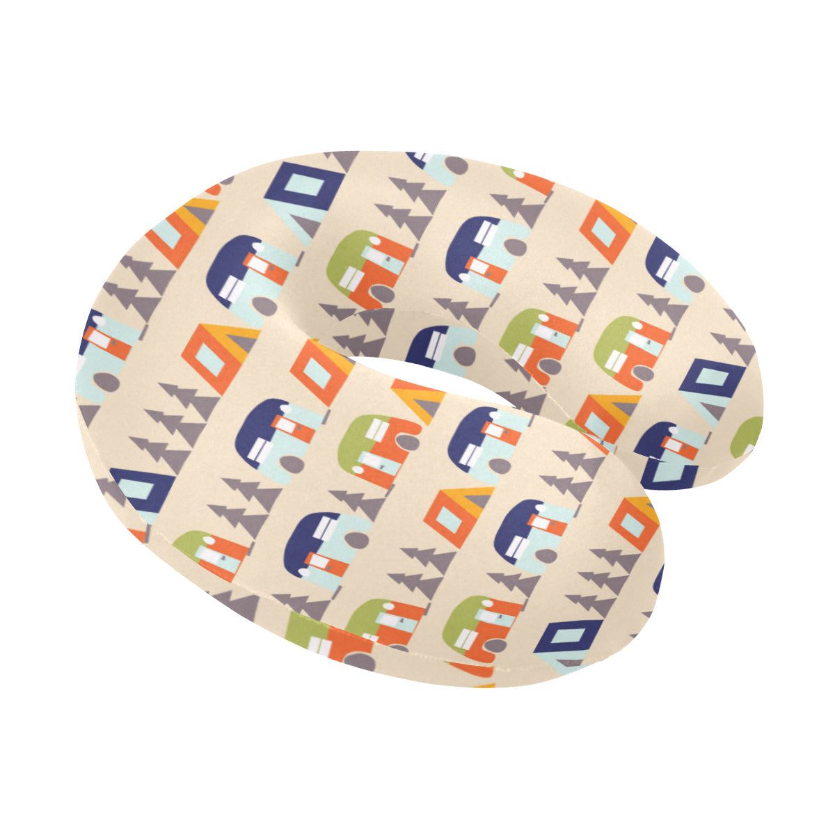 Camper Tent Pattern Print Design 03 U-Shaped Travel Neck Pillow