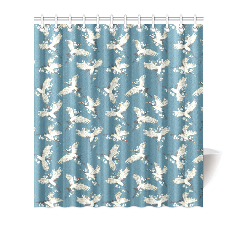 Crane Pattern Print Design 02 Shower Curtain