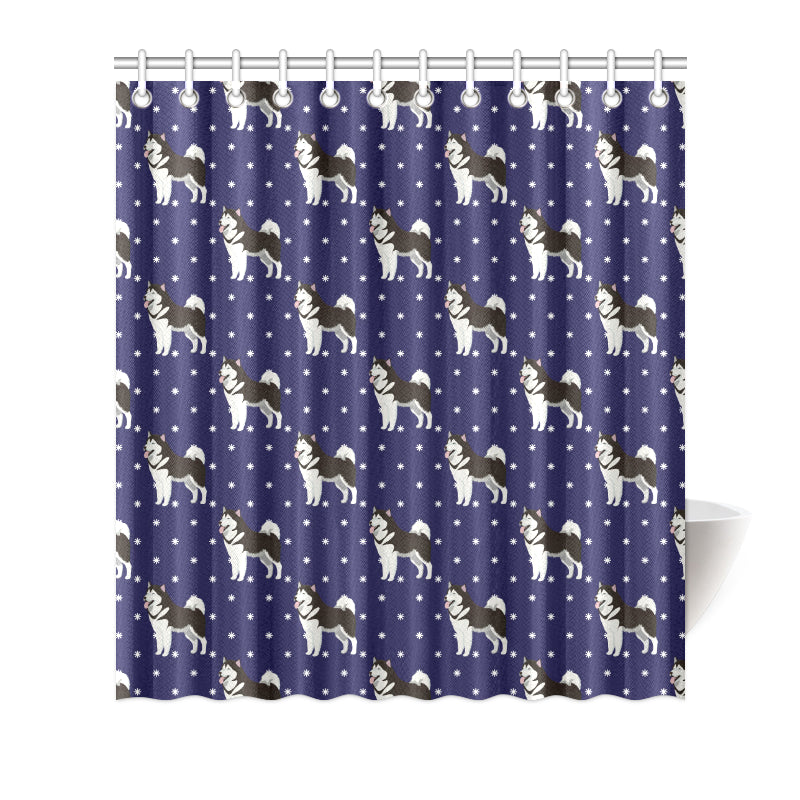 Alaskan Malamute Pattern Print Design 04 Shower Curtain