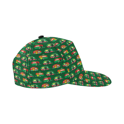 Camper Camping Christmas Themed Print Snapback Cap