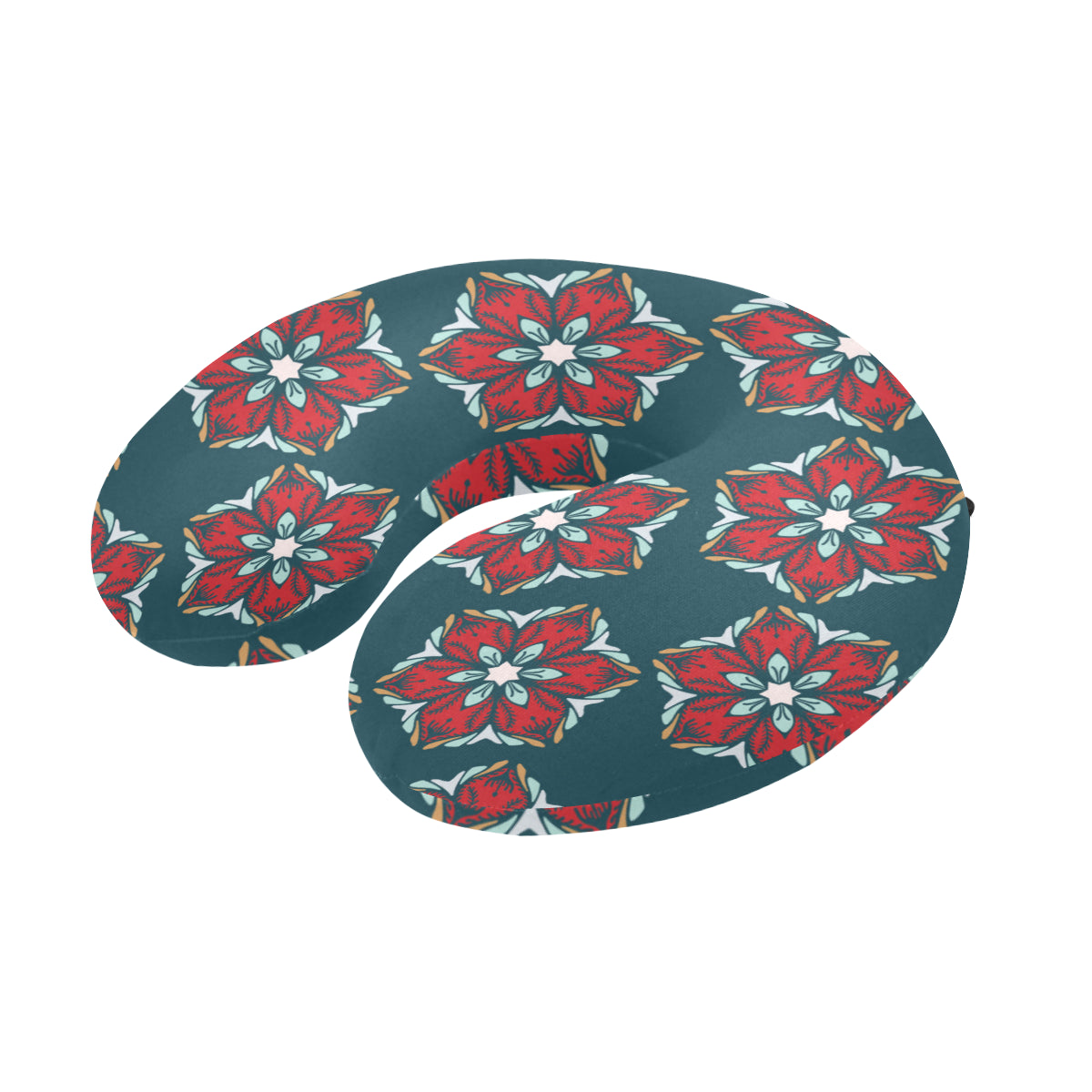 Poinsettia Pattern Print Design A03 U-Shaped Travel Neck Pillow