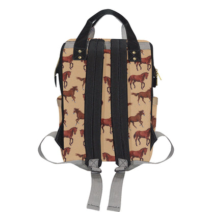 Brown Horse Print Pattern Diaper Bag Backpack