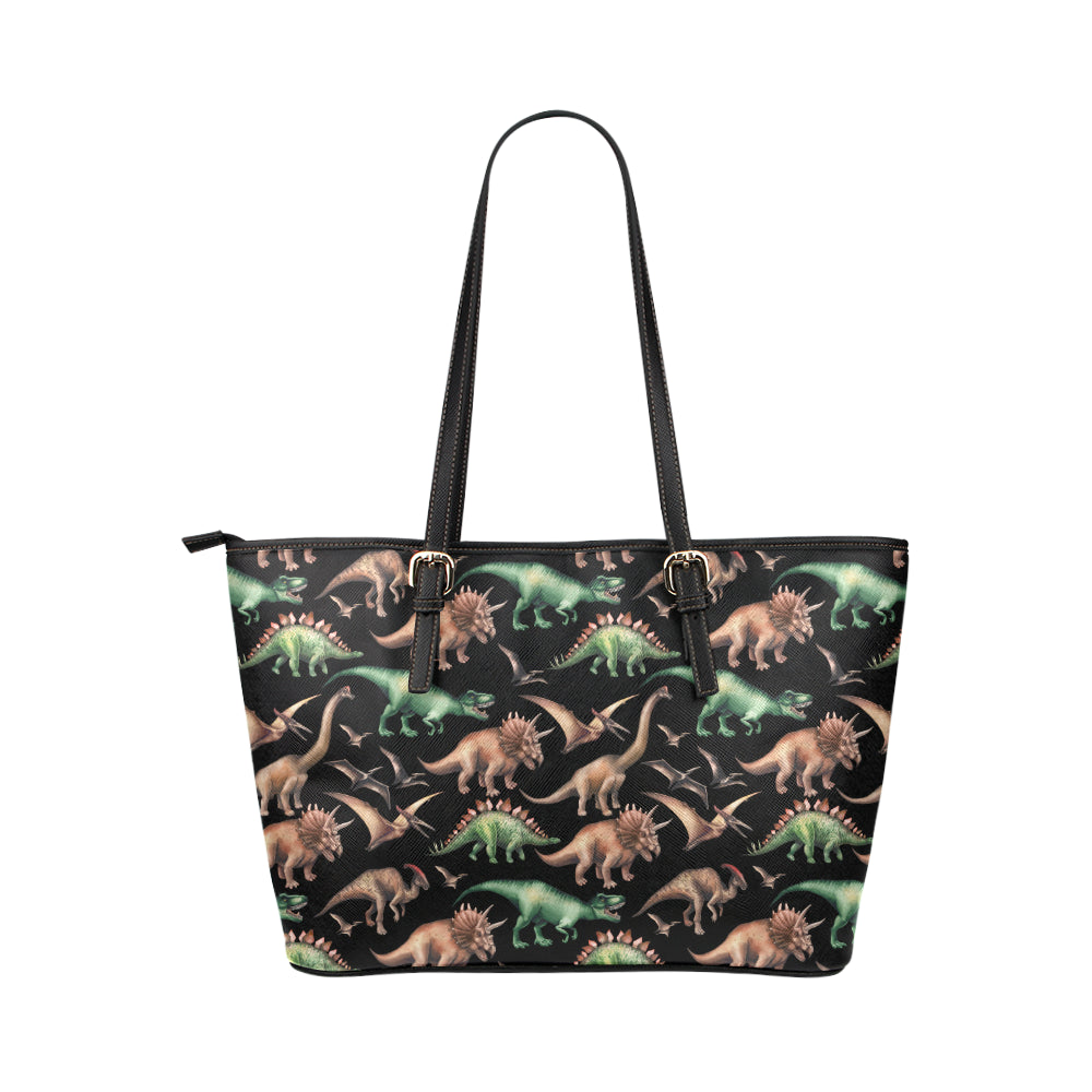Dinosaur Print Pattern Leather Tote Bag