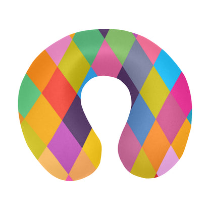 Harlequin Pattern Print Design 02 U-Shaped Travel Neck Pillow