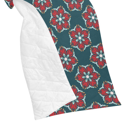 Poinsettia Pattern Print Design A03 Premium Quilt