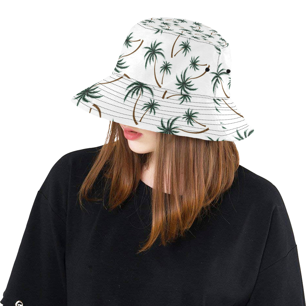 Palm Tree Pattern Print Design PT07 Unisex Bucket Hat