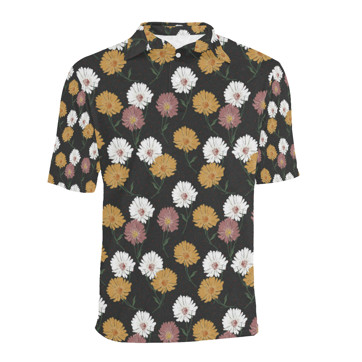 Daisy Pattern Print Design DS04 Men Polo Shirt